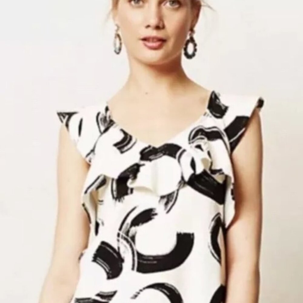 Anthropologie Deletta Ruffle Tunic Top Medium